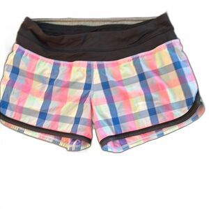 Lululemon Speed Shorts (2.5” Short) – Neon Pastel Plaid – Women’s Size 4